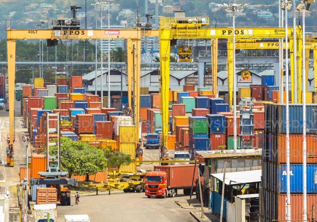 Containers and cranes at the port of Port of Spain. - File photo by Jeff K Mayers